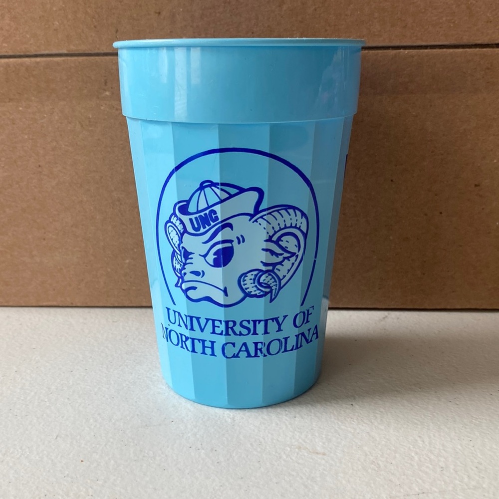 Vintage UNC Collectible Light Blue Plastic Cup (dates to mid 1980s)